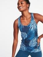 Old Navy Womens Semi-fitted Racerback Performance Tank For Women Blue Palm Size S