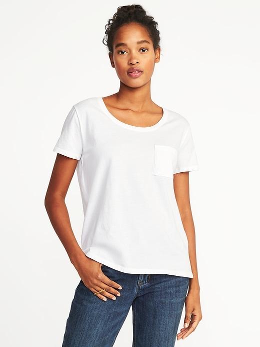 Old Navy Womens Boyfriend Scoop-neck Tee For Women Cream Size Xxl