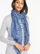 Old Navy Womens Printed Gauze Scarf For Women Blue Paisley Size One Size