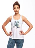Old Navy Go Dry Graphic Run Tank For Women - Bright White
