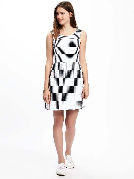 Old Navy Fit & Flare Jersey Knit Dress For Women - Navy Stripe