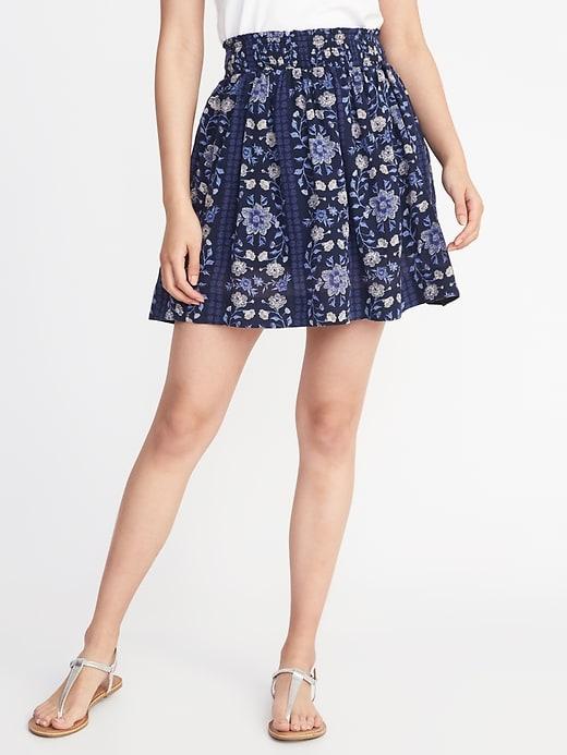Old Navy Womens Smocked-waist Circle Skirt For Women Navy Floral Size L