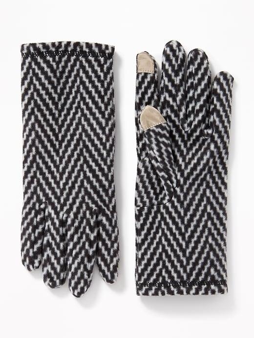 Old Navy Womens Text-friendly Go-warm Performance Fleece Gloves For Women Dark Herringbone Grey Size One Size