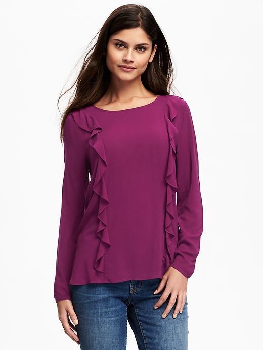 Old Navy Classic Ruffle Top Blouse For Women - Ivan The Grape