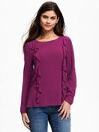 Old Navy Classic Ruffle Top Blouse For Women - Ivan The Grape