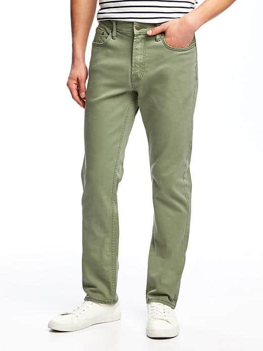 Old Navy Slim Built In Flex Max Twill Five Pocket Pants For Men - Olive Through This