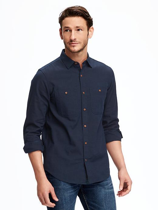 Old Navy Classic Slim Fit Pocket Shirt For Men - Indigo Blast