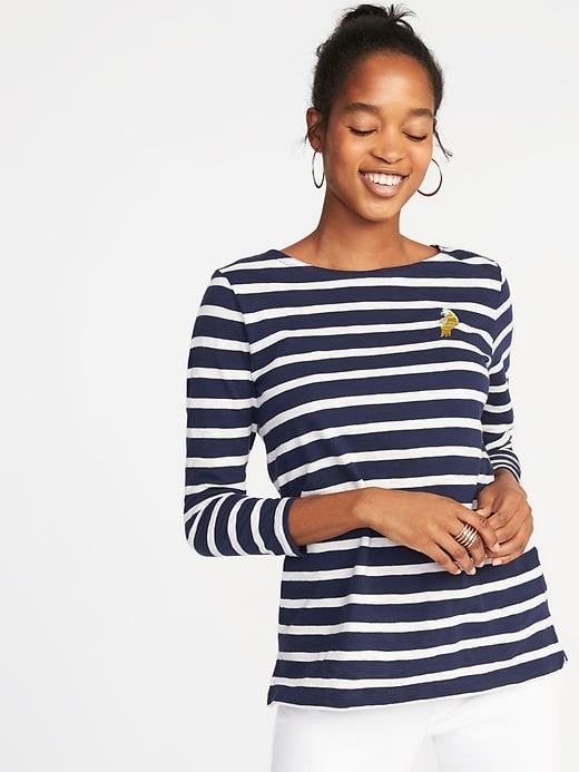 Old Navy Womens Relaxed Graphic Mariner-stripe Tee For Women Parrot Size Xxl