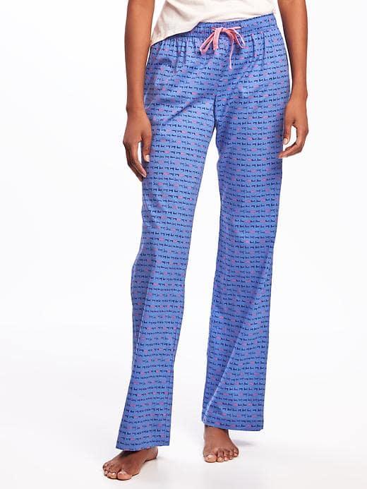 Old Navy Patterned Poplin Sleep Pants For Women - Very Peri