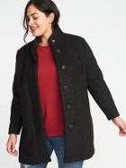 Old Navy Womens Plus-size Textured-boucl Coat Black Size 1x