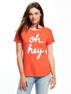 Old Navy Everywear Graphic Curved Hem Tee For Women - Hot Tamale