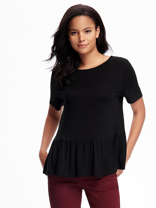 Old Navy Printed Peplum Hem Swing Top For Women - Black