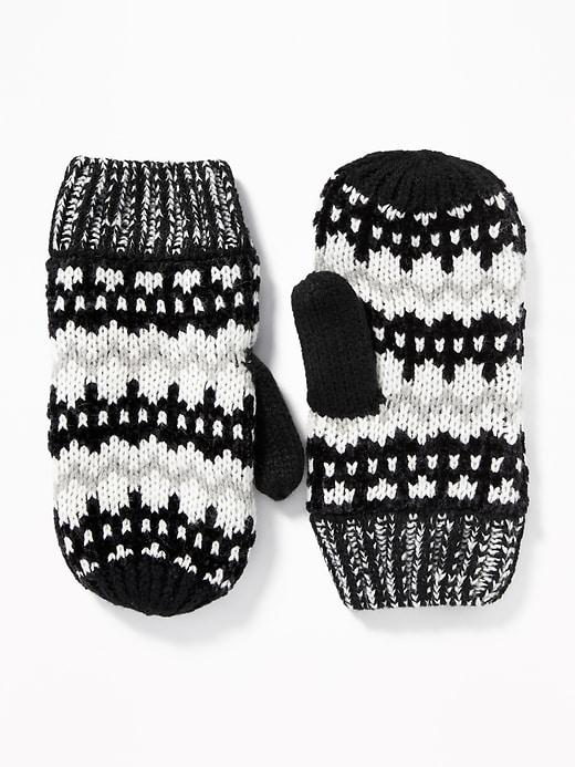 Old Navy Womens Sweater-knit Mittens For Women Black Combo Size One Size
