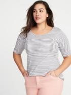 Old Navy Womens Fitted Ballet-neck Plus-size Jersey Tee Multi Stripe Size 1x