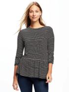 Old Navy Relaxed Peplum Hem Top For Women - Black Stripe Top