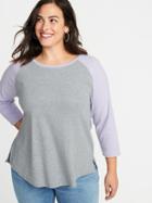 Old Navy Womens Relaxed Rib-knit Raglan-sleeve Plus-size Tee Lavender Haven Size 2x