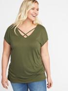 Old Navy Womens Plus-size Cross-strap Inverted V-neck Top Hunter Pines Size 1x