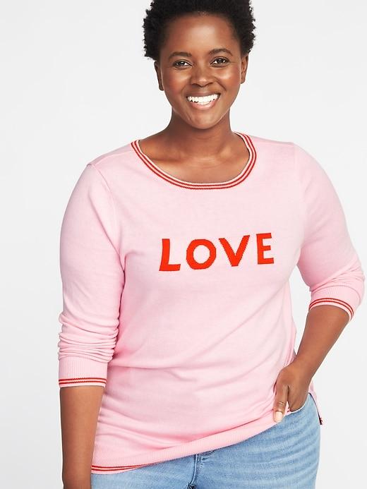 Old Navy Womens Graphic Plus-size Crew-neck Sweater Love Size 1x