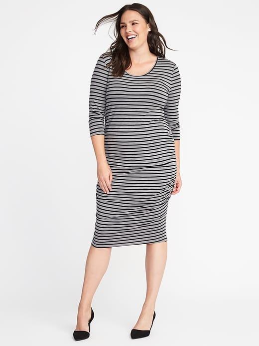 Old Navy Womens Plus-size Scoop-neck Bodycon Dress Heather Gray Stripe Size 1x