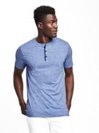 Old Navy Heathered Henley For Men - Ink Blue Heather