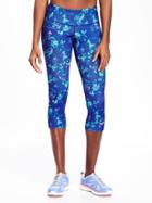 Old Navy Go Dry Mid Rise Printed Compression Crop For Women - Blue Ice