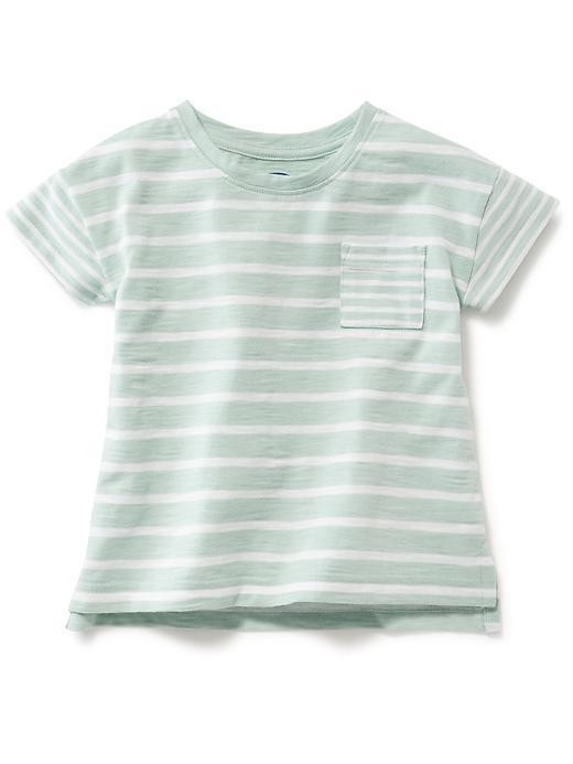 Old Navy Boxy Pocket Tee - Teal Stripe