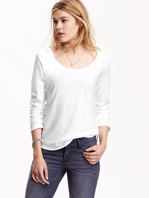 Old Navy Womens Long Sleeve Scoop Neck Tees Size M Tall - Bright White