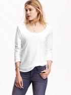 Old Navy Womens Long Sleeve Scoop Neck Tees Size M Tall - Bright White