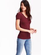 Old Navy Womens Perfect V Neck Tees Size L Tall - Marion Berry