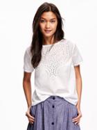 Old Navy Eyelet Swing Top For Women - Whipped Cream