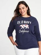 Old Navy Womens Graphic French Terry Plus-size Sweatshirt Floral Cali Bear Logo Size 2x