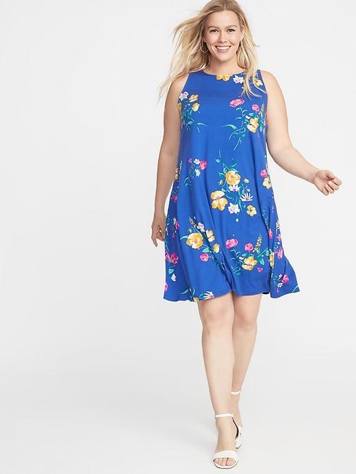Sleeveless Plus-size Jersey Swing Dress