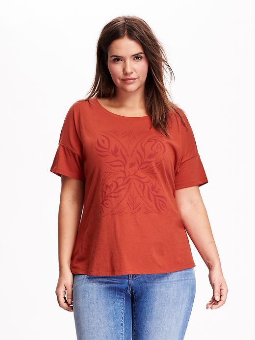 Old Navy Graphic Print Boyfriend Plus Size Tee Size 1x Plus - Blood Orange Sorbet