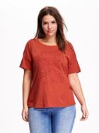 Old Navy Graphic Print Boyfriend Plus Size Tee Size 1x Plus - Blood Orange Sorbet