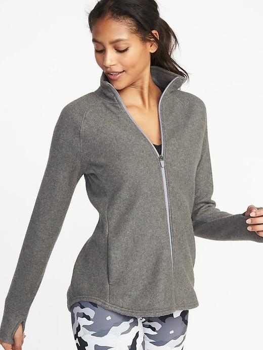 Old Navy Womens Semi-fitted Full-zip Performance Fleece Jacket For Women Iceberg Size Xs