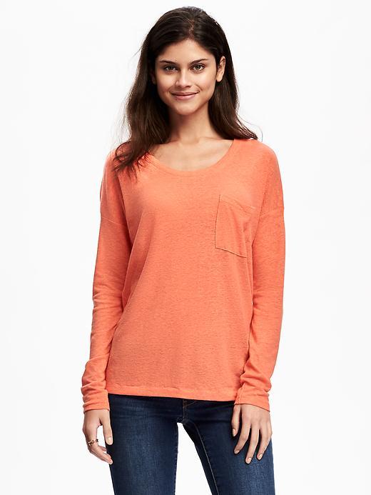 Old Navy Linen Blend Boyfriend Tee For Women - Guava Nectar