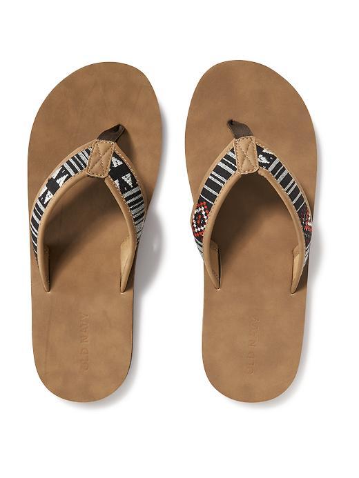 Old Navy Patterned Faux Leather Flip Flop For Men - Light Brown