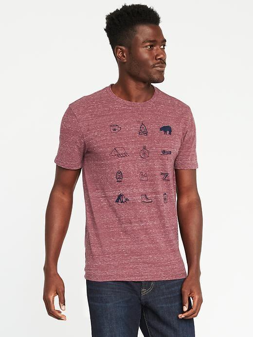 Old Navy Graphic Crew Neck Tee For Men - Burgundy Heather