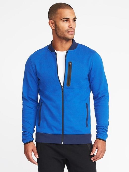 Old Navy Mens Go-dry Fleece Bomber Jacket For Men Prize Winner Blue Size L