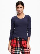 Old Navy Waffle Knit Tee For Women - Navy Blue