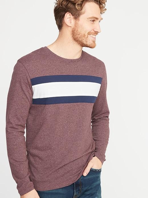Soft-washed Color-block Chest-stripe Tee For Men