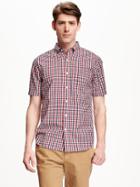 Old Navy Slim Fit Plaid Poplin Shirt For Men - Navy Crockett