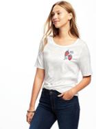 Old Navy Relaxed Graphic Slub Knit Tee For Women - Cream