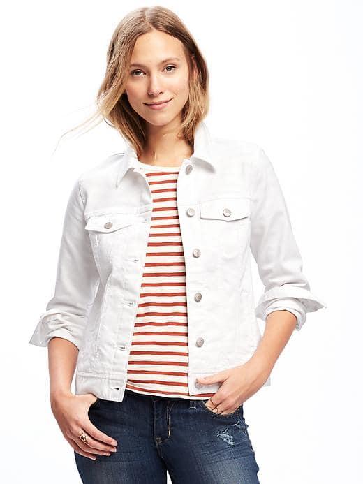 Old Navy White Denim Jacket For Women - Bright White