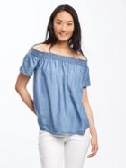 Old Navy Relaxed Off The Shoulder Swing Top For Women - Light Wash