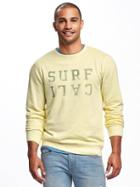 Old Navy Garment Dyed Fleece Sweatshirt For Men - Washed Yellow