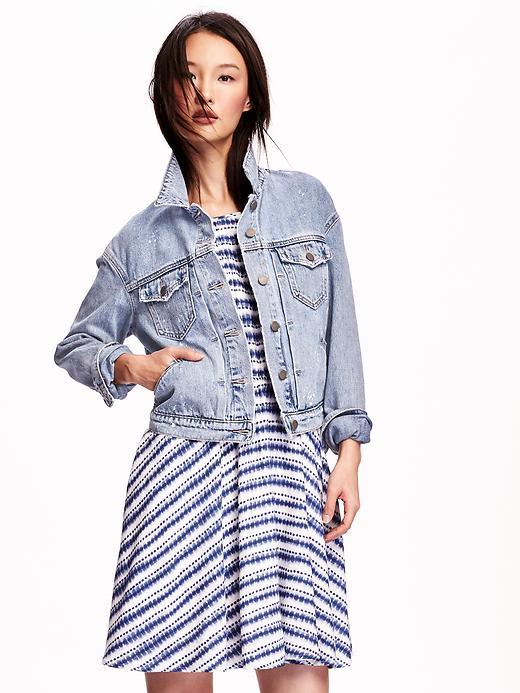Old Navy Denim Boyfriend Trucker Jacket - Painted