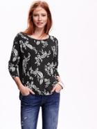 Old Navy Long Sleeve Drop Shoulder Tee - Black Print Jas