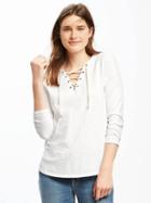 Old Navy Relaxed Lace Up Top For Women - Cream