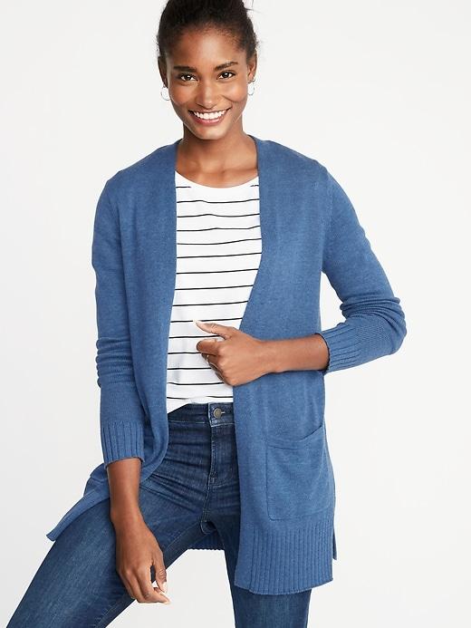 Open-front Long-line Sweater For Women